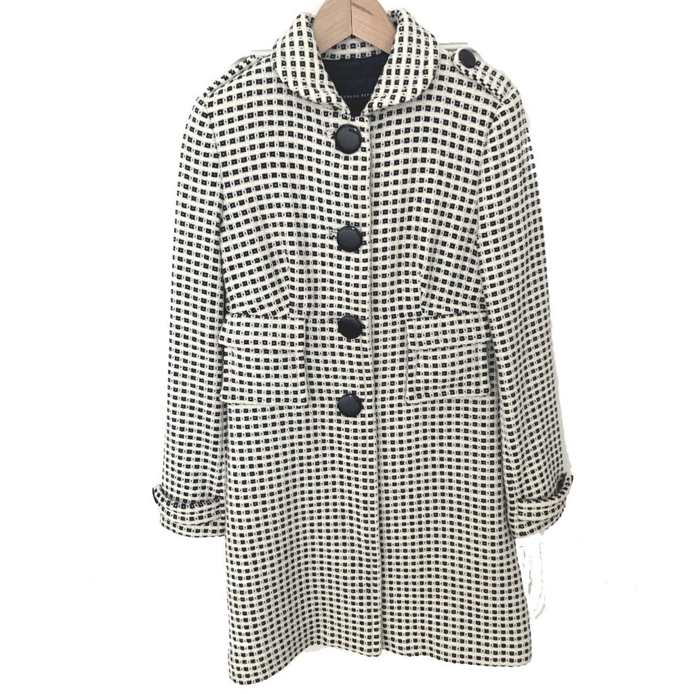 Black and White Tweed Coat